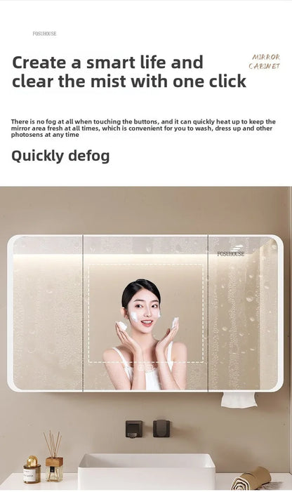 Arc-Shaped Smart Bathroom Mirror Cabinet Wall-Mounted Bathroom