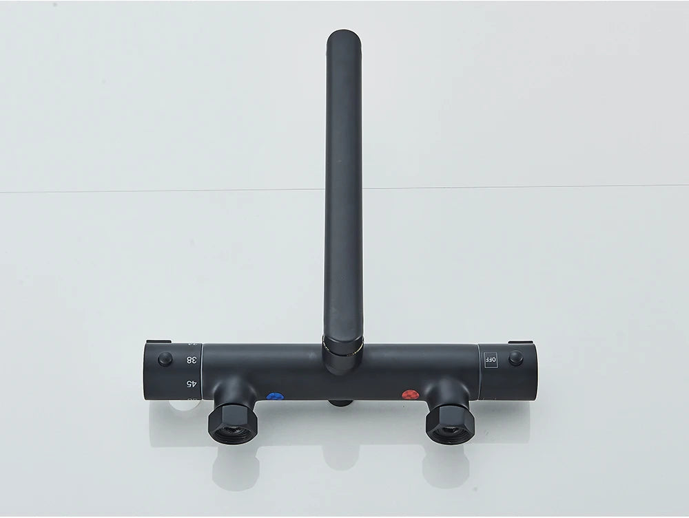 Chrome Black Bathtub Faucet Wall Mounted Thermostatic Shower