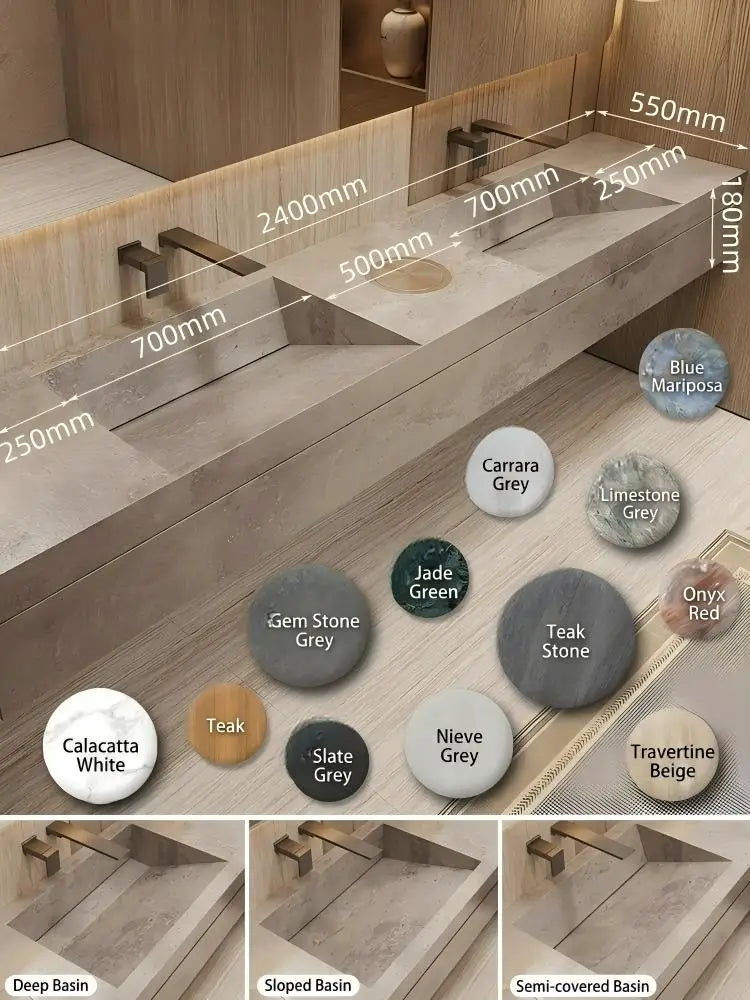 Any Size Custom Marble Seamless Stone Vanity Customizable