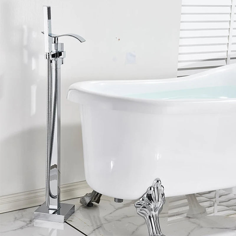 Shbshaimy Golden Floor Bathroom Bathtub Faucet Handshower Cold