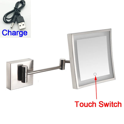 Square Touch Bathroom Mirror Wall Mounted Lighted Bathroom