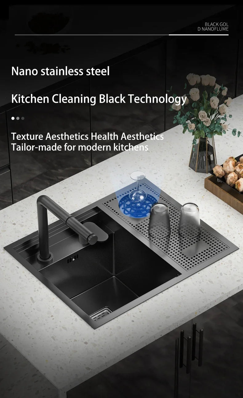 Hidden Cup Washer Nano 304 Stainless Steel Sink