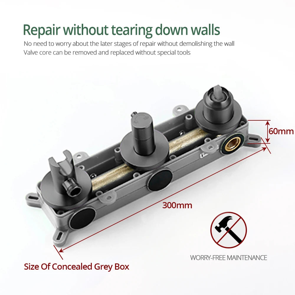 Gunmetal Shower Faucet 8-16 Wall Mounted Concealed Control