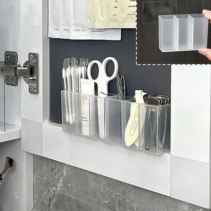 Wall Mounted 3grids Organizer Mirror Cabinet Self-Adhesive Small