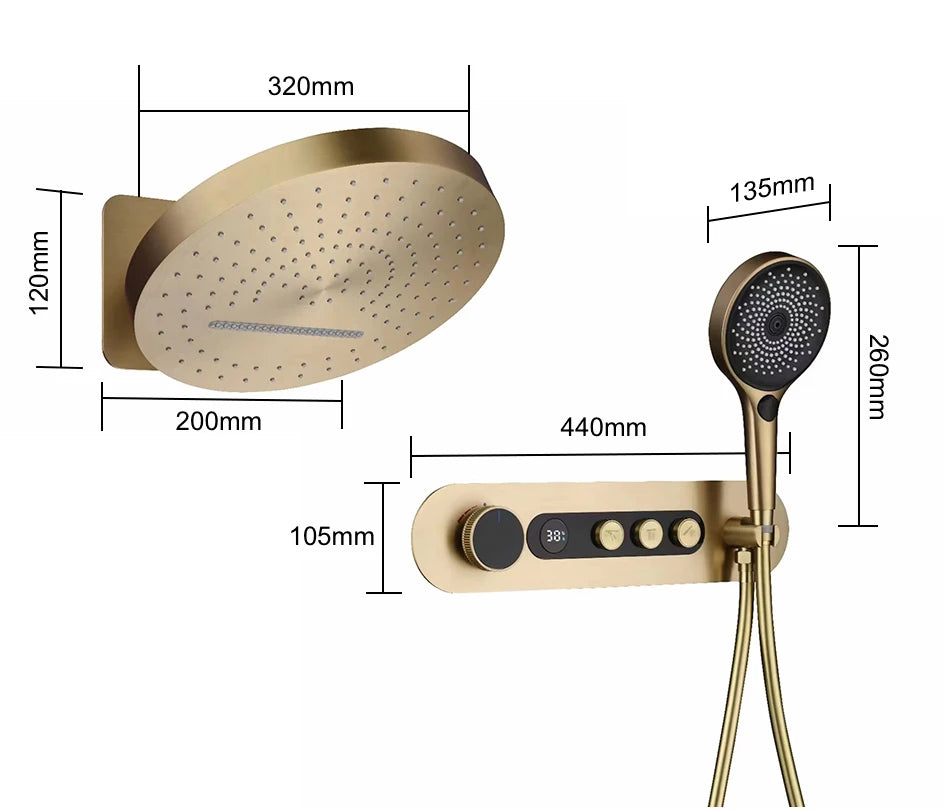 Vgx Concealed Thermostatic Shower System Temperature Digital