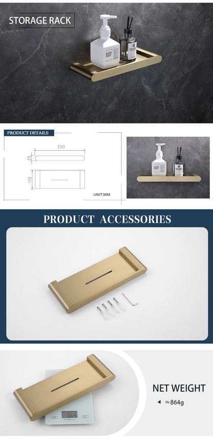 Brushed Gold Bathroom Toilet Brush Holder Toilet Paper