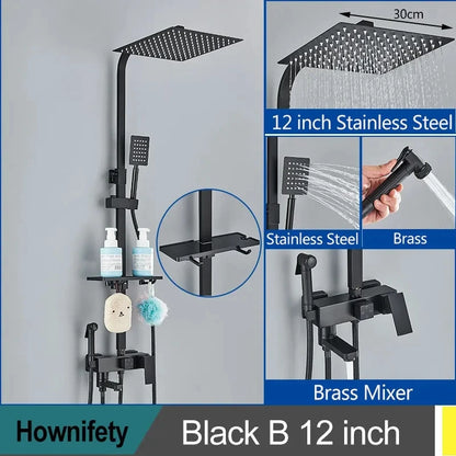 Golden Shower Faucet Rainfall 3/4-Way Bathtub Tap Bathroom