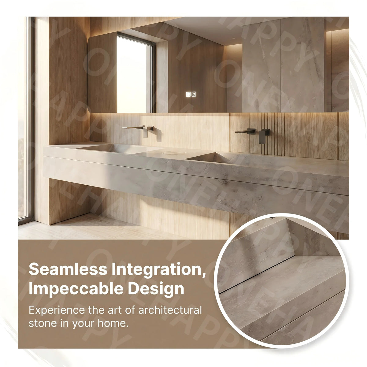 Any Size Custom Marble Seamless Stone Vanity Customizable