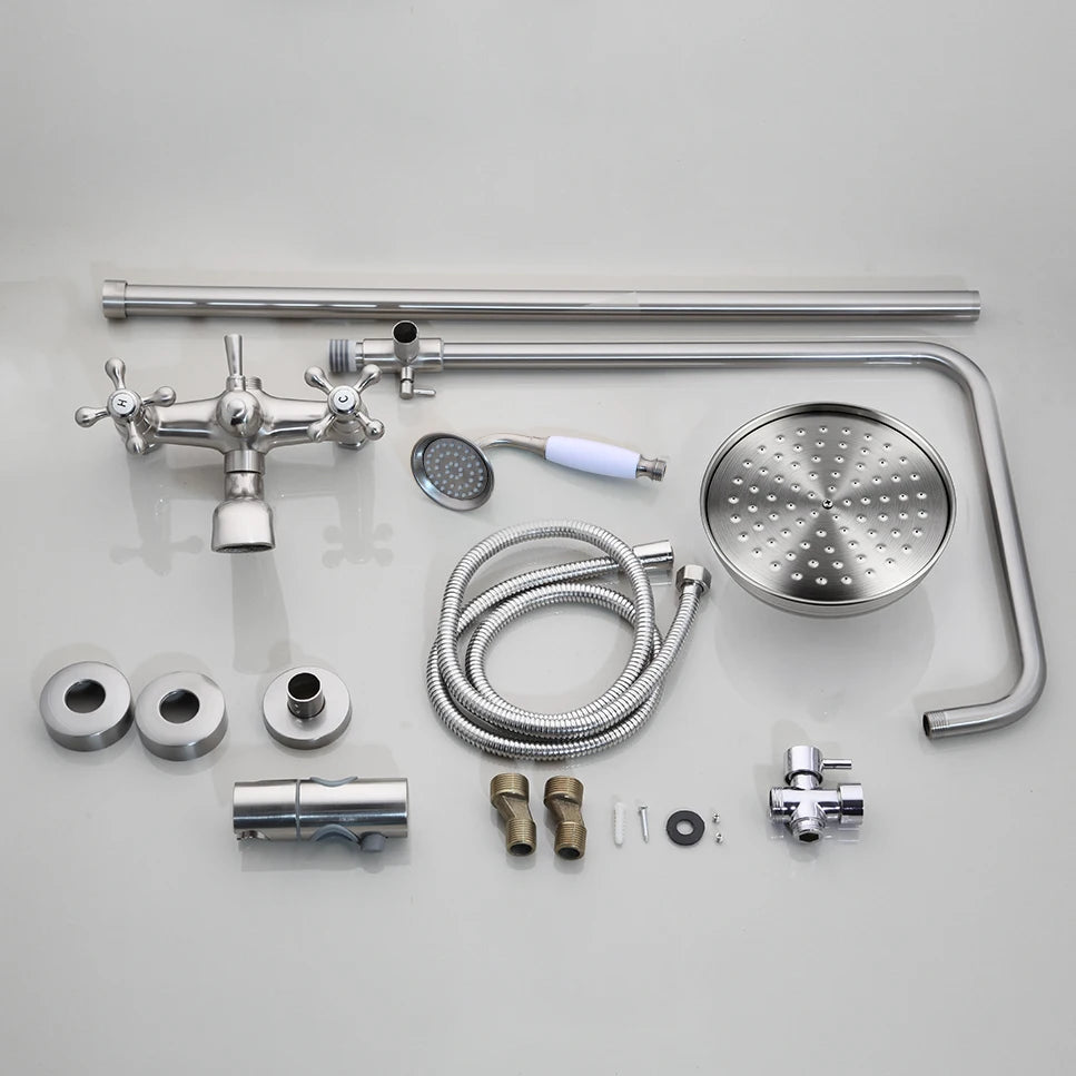 Kemaidi Shower Faucets Nickel Brushed Adjustable Rain Shower