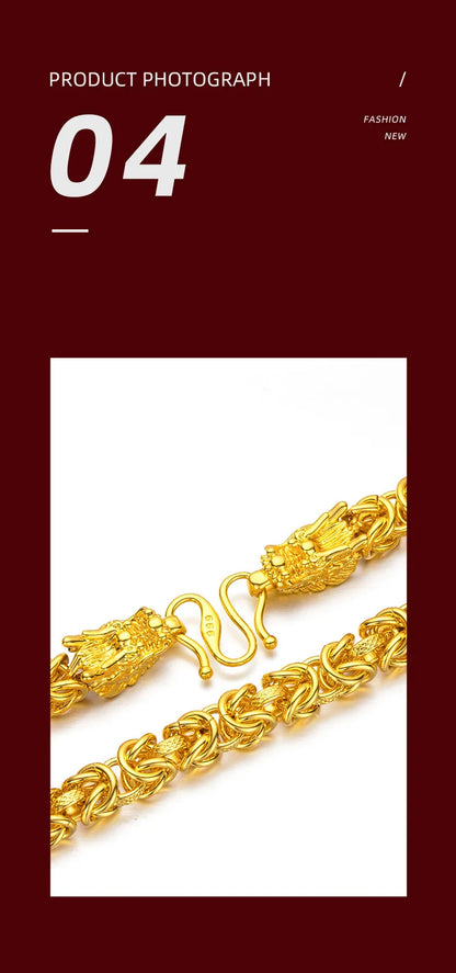 Unisex 24k Au999 Real Gold Boss Chain Hollow
