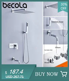 Becola 16inch 40cmx40cm Square Stainless Steel Ultra-Thin Shower