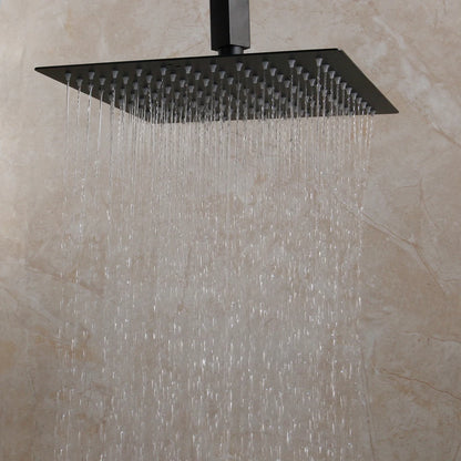 Kemaid Matte Black Rainfall Shower Faucet Systerm W/