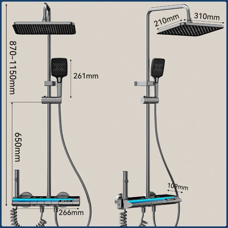 4-Way Rainlfall Shower System Smart Digital Bathroom Shower