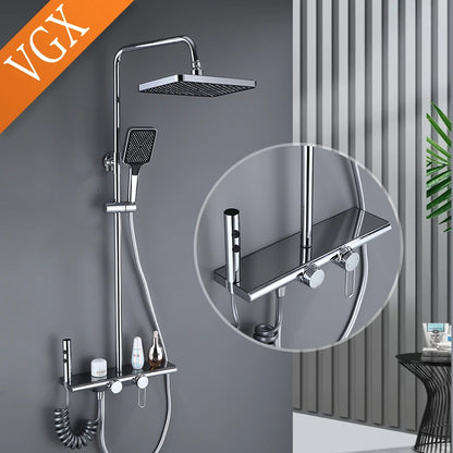 Vgx Luxury Chrome Shower System Four-Function Bathroom Shower