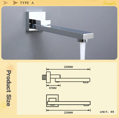Brass Brushed Gold Mixer Faucet Wall-Mounted Round Square