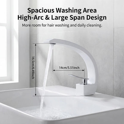 Modern Minimalist Handle White Bathroom Sink Faucet Aluminum