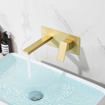 Modern Brass Wall Mount Bathroom Basin Faucet Hidden