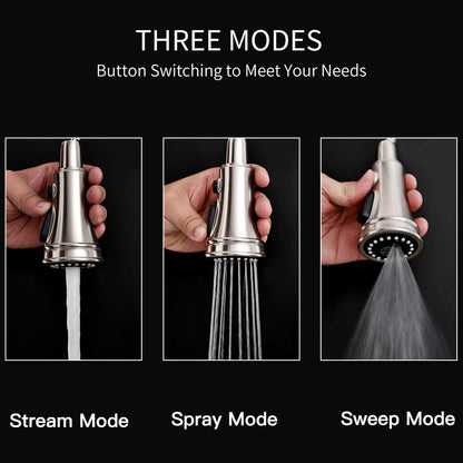 Brushed Nickel Faucets Handle Pull Out Tap Hole