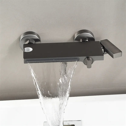 Tuqiu Gray Bathtub Shower & Cold Black Bathroom