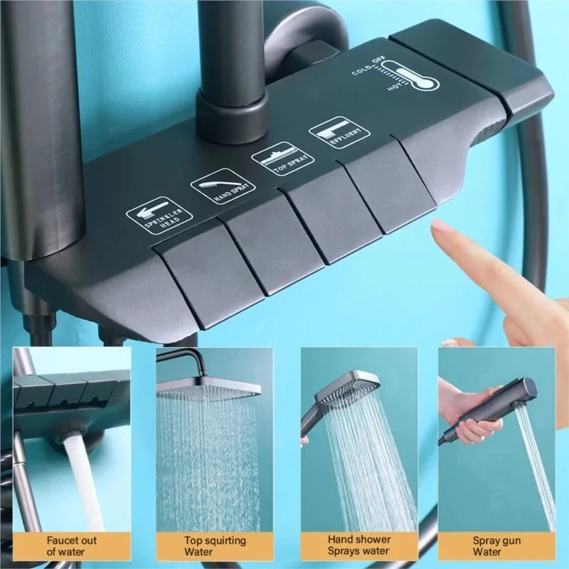 Gold Piano Bathroom Shower System Quality Aluminum Bathroom