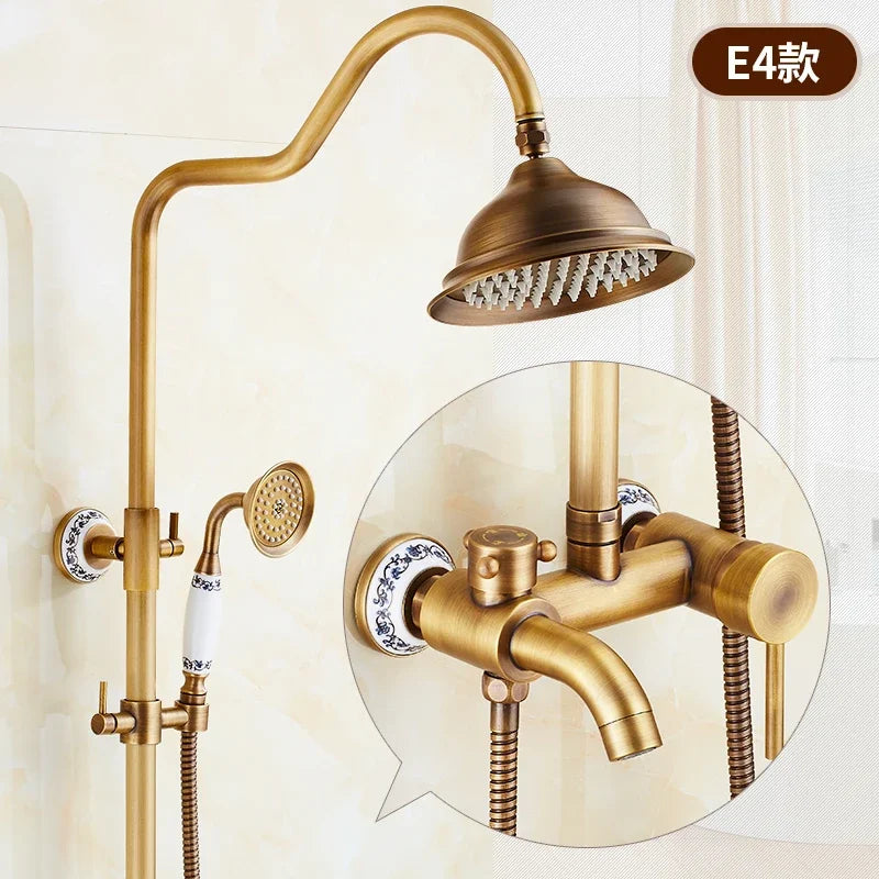 Zgrk Antique Rain Shower Faucets Hand Wall Mounted