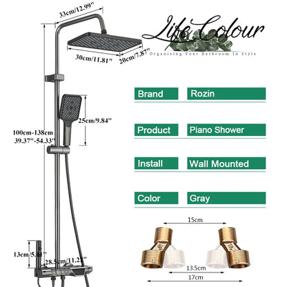 Rozin Gray Bathroom Shower Faucet Smart Digital Display