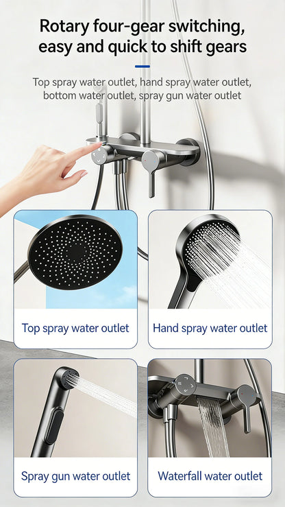 Modern Bathroom Gun Gray Aluminum Minimalist Shower Cold