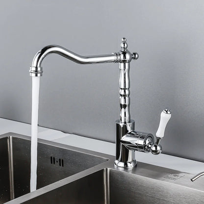 Brass Faucet Ceramic Handle Deck Mount Bathroom Basin