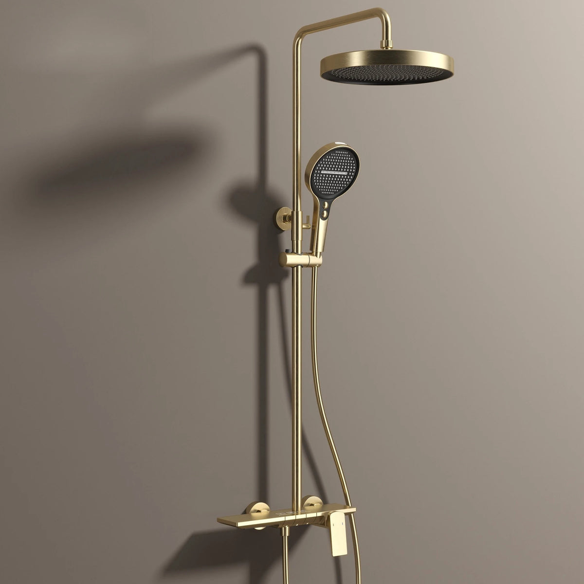 Rose Gold Piano Bathroom Shower System Solid Brass