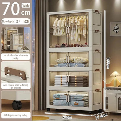 Multi-Functional Folding Storage Cabinet Doors White/Black/Gray