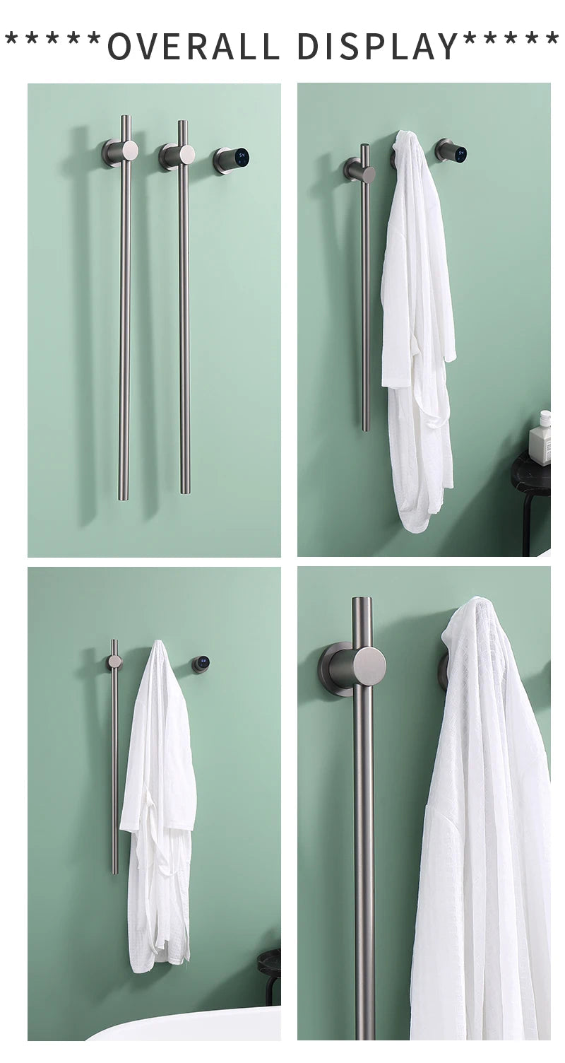 Gray Vertical Heated Towel Rail Large Towels &