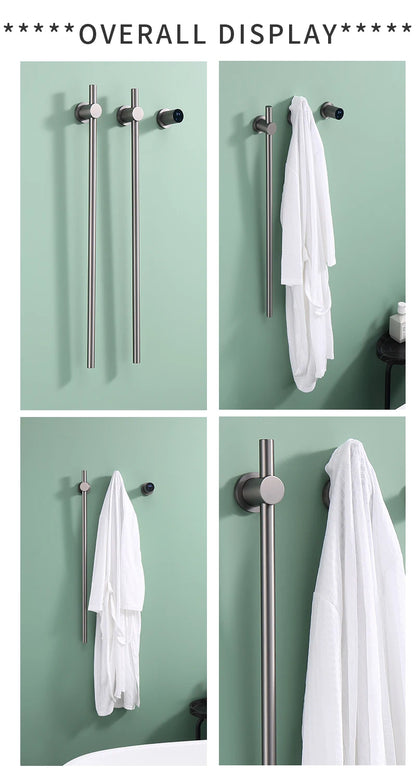 Gray Vertical Heated Towel Rail Large Towels &