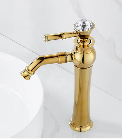 Chrome Basin Faucets Modern Gold Deck Mounted Bathroom