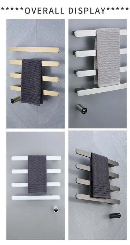 Gray Bathroom Towel Warmer Hidden Wires Electric Heated