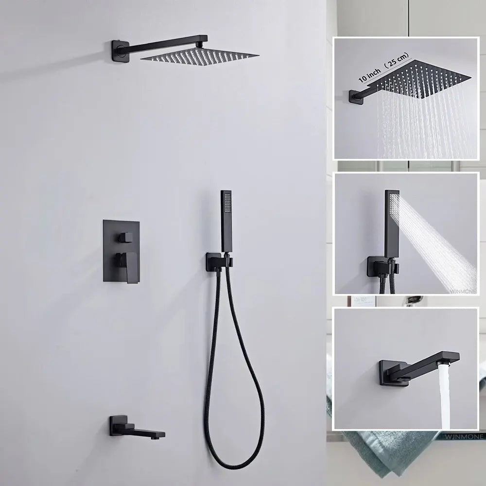 Luxury Brushed Gold/Black/Silver/Grey Hidden Bathroom Shower