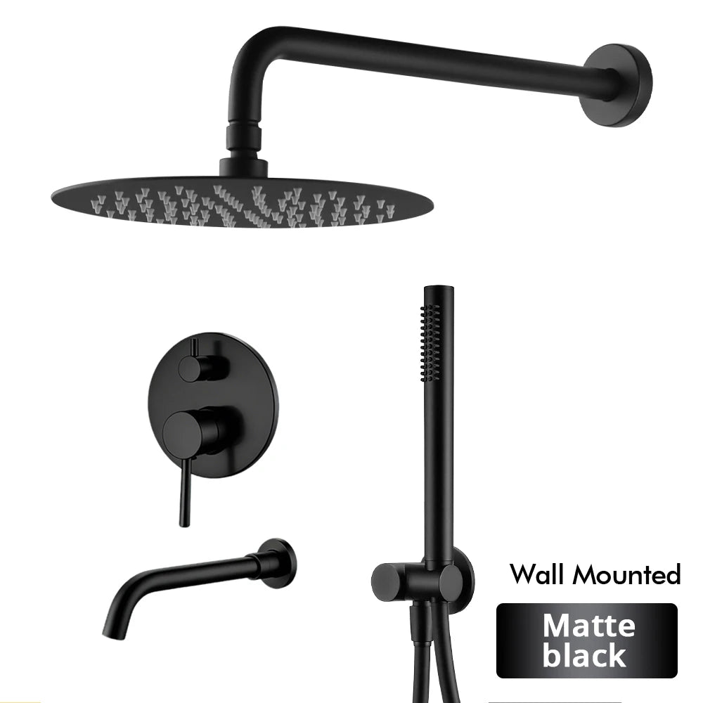 Bathroom Faucet Shower Mixer Tap Spout Black Solid