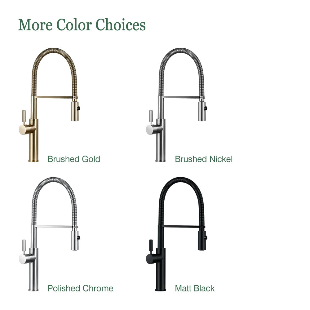 Brushed Gold Faucets Handle Pull Out Mixer Cold