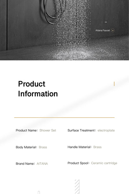 Luxury Gun Gray Brass Bathroom Shower System Digital