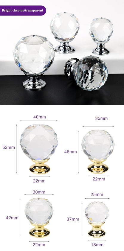 Colorful Crystal Glass Ball Pulls Knobs Wardrobe Door