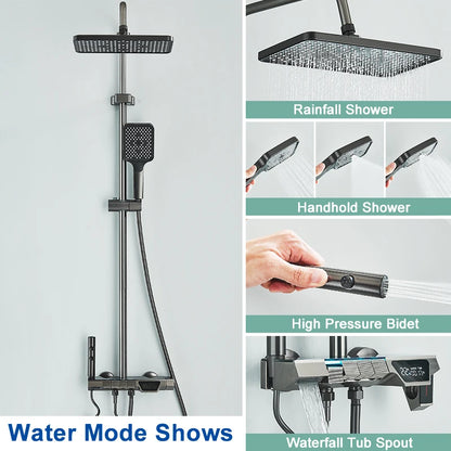 Rozin Gray Bathroom Shower Faucet Smart Digital Display