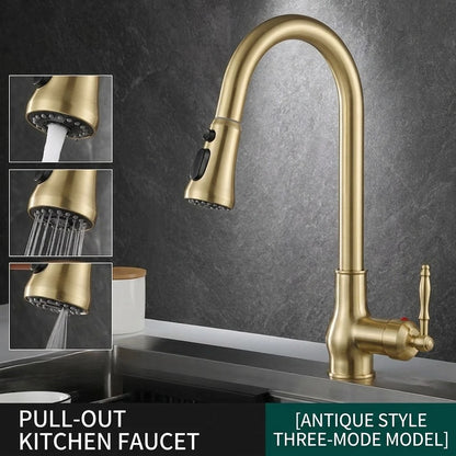 Articulated Faucet Sink Mixer Tap Only Antique Bronze