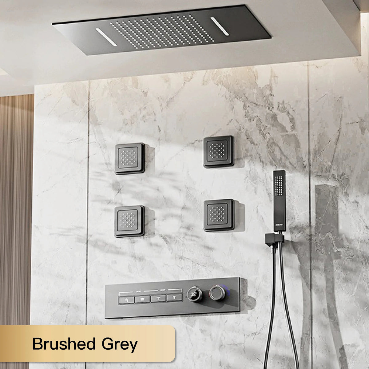Luxury Gun Gray Brass Shower System Ceiling Design