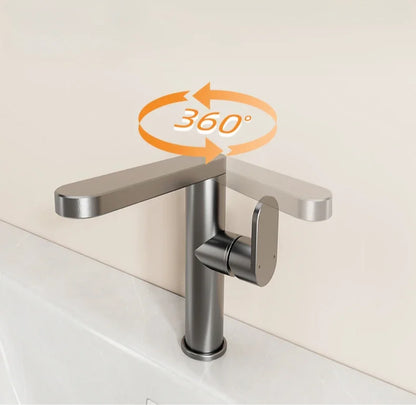 360 Rotation Bathroom Basin Faucet Grey Aluminum Washbasin