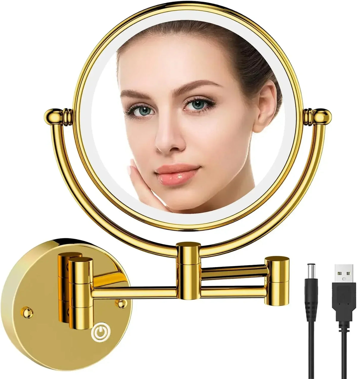 Rose Gold Touch On Led Folding Bathroom Mirror