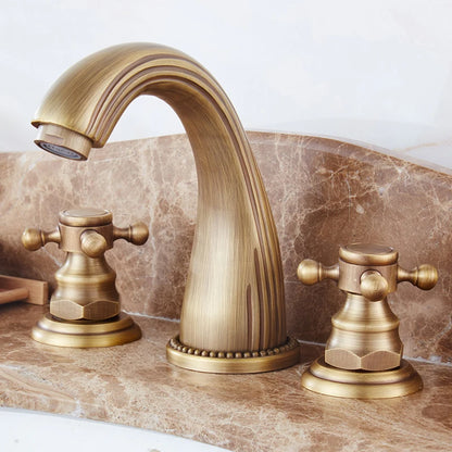 Antique Brass Basin Faucets Classic Bathroom Sink Faucet