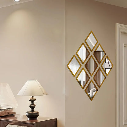 1/8pcs Geometric Rhombic Combined Shape Bathroom Acrylic Wall