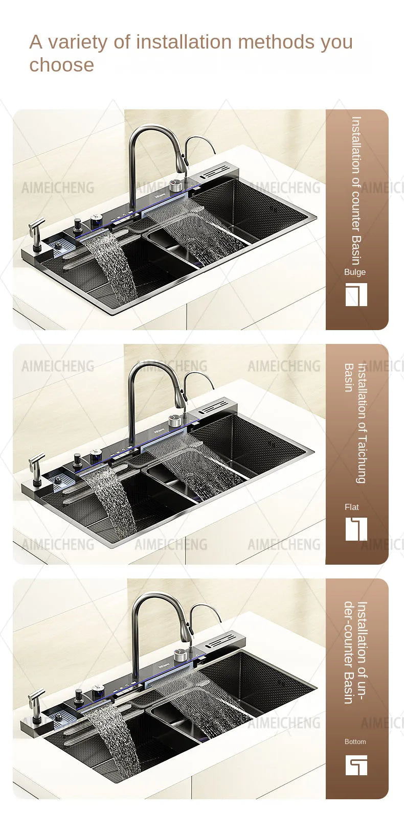 Digital Fly Rain Waterfall Sink Embossed Nano 304