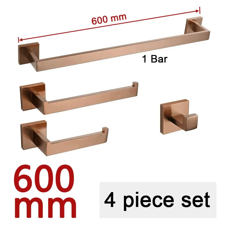 Brushed Rose Gold Towel Rack Robe Hook Bathroom