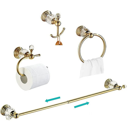 Pieces Gold Bathroom Sets Brass&Crystal Retractable Towel Bar