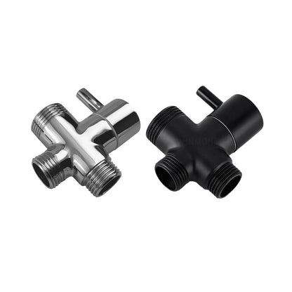 Black Silver G1/2in G3/4in T-Adapter Water Connector 3way